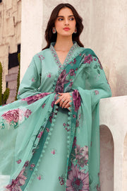 Farasha Summer Essentials Embroidered Lawn Unstitched 3Pc Suit - Cyan Whisper