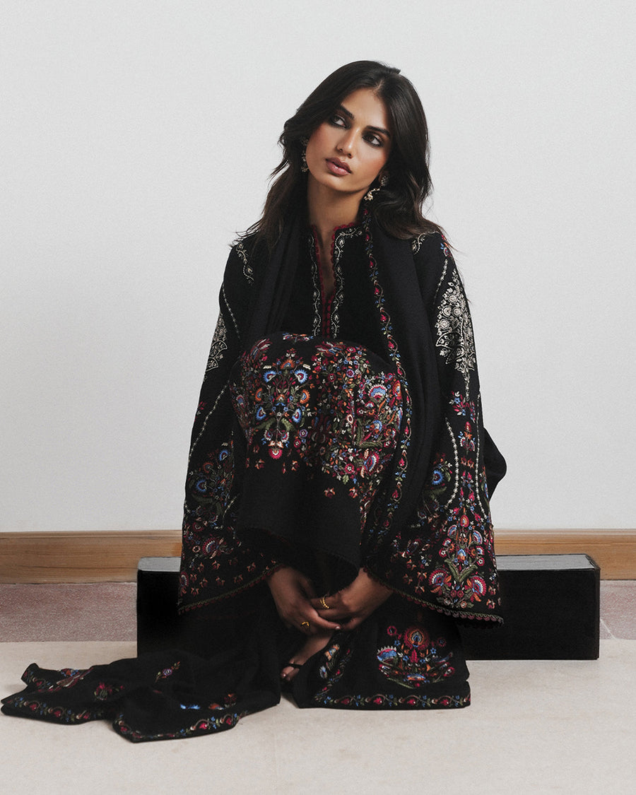 Jugnu Lahore Womenswear Embroidered Karandi Unstitched 3Pc Suit - CYPRUS