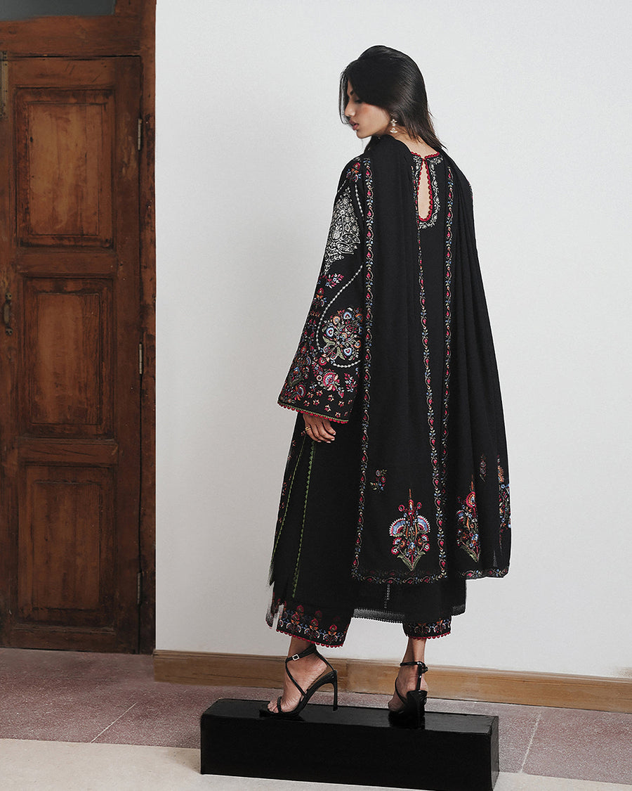 Jugnu Lahore Womenswear Embroidered Karandi Unstitched 3Pc Suit - CYPRUS
