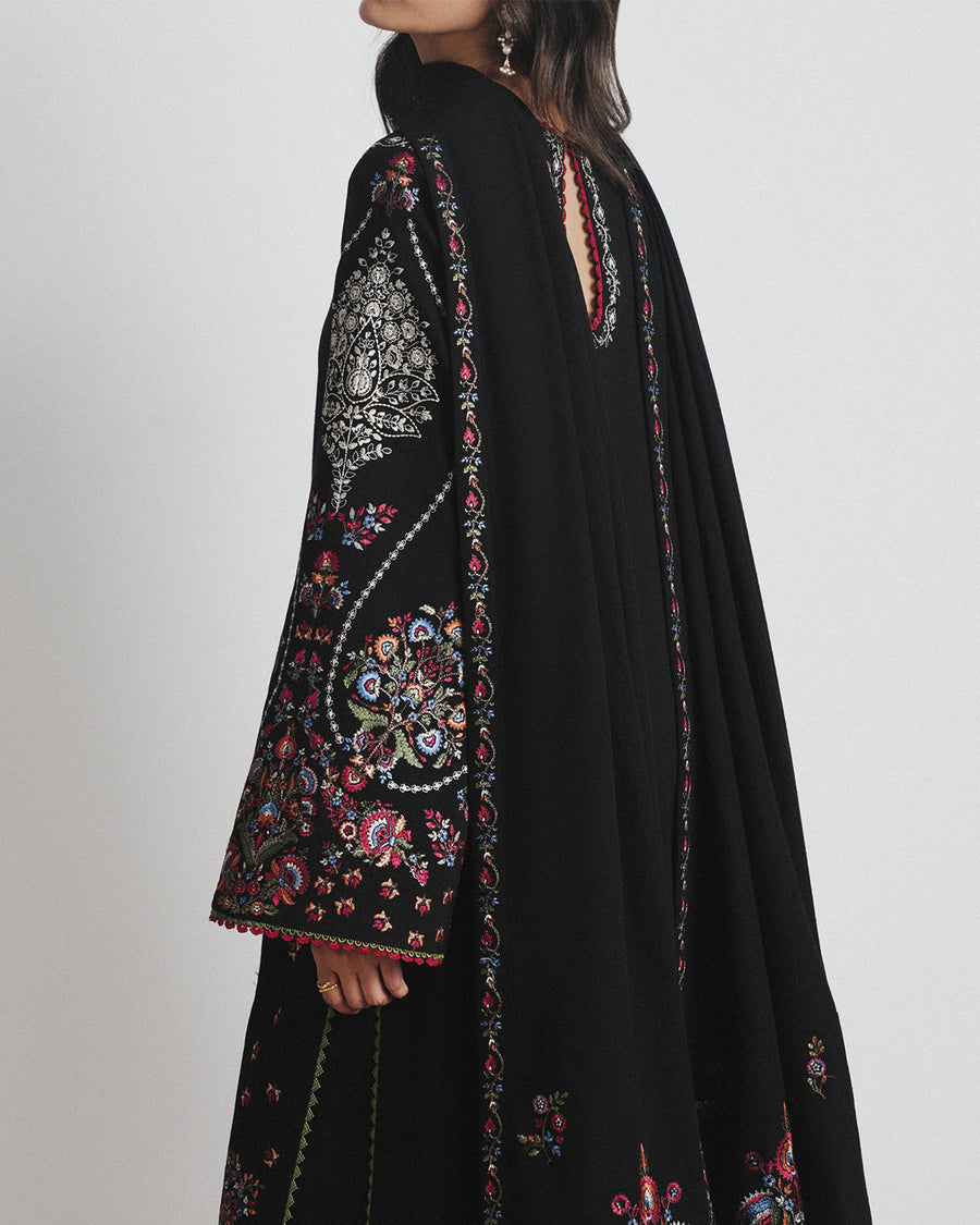 Jugnu Lahore Womenswear Embroidered Karandi Unstitched 3Pc Suit - CYPRUS