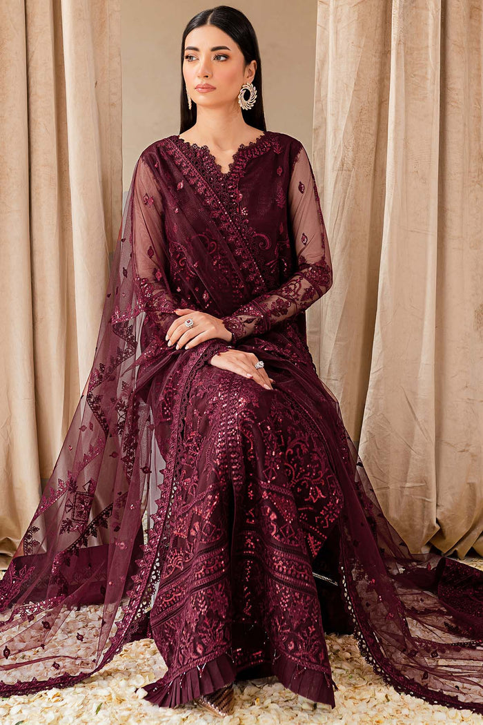 Farasha Luxury Formal Embroidered Net Unstitched 3Pc Suit - Cyra