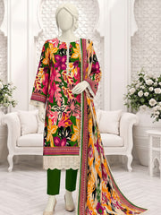 Ittehad X Bin Ameer Linen Essential Unstitched Printed 3Pc Suit D-09