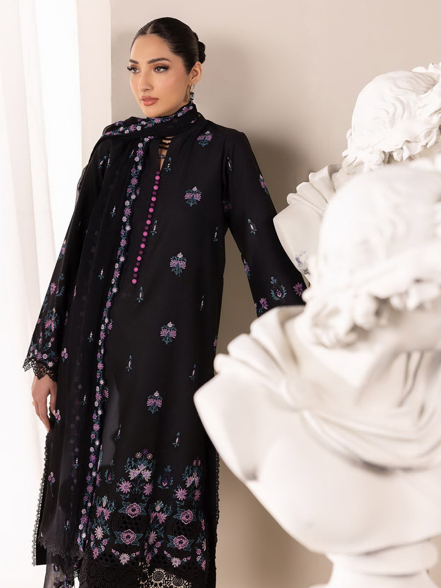 RajBari Premium Embroidered Lawn Unstitched 3Pc Suit D-01