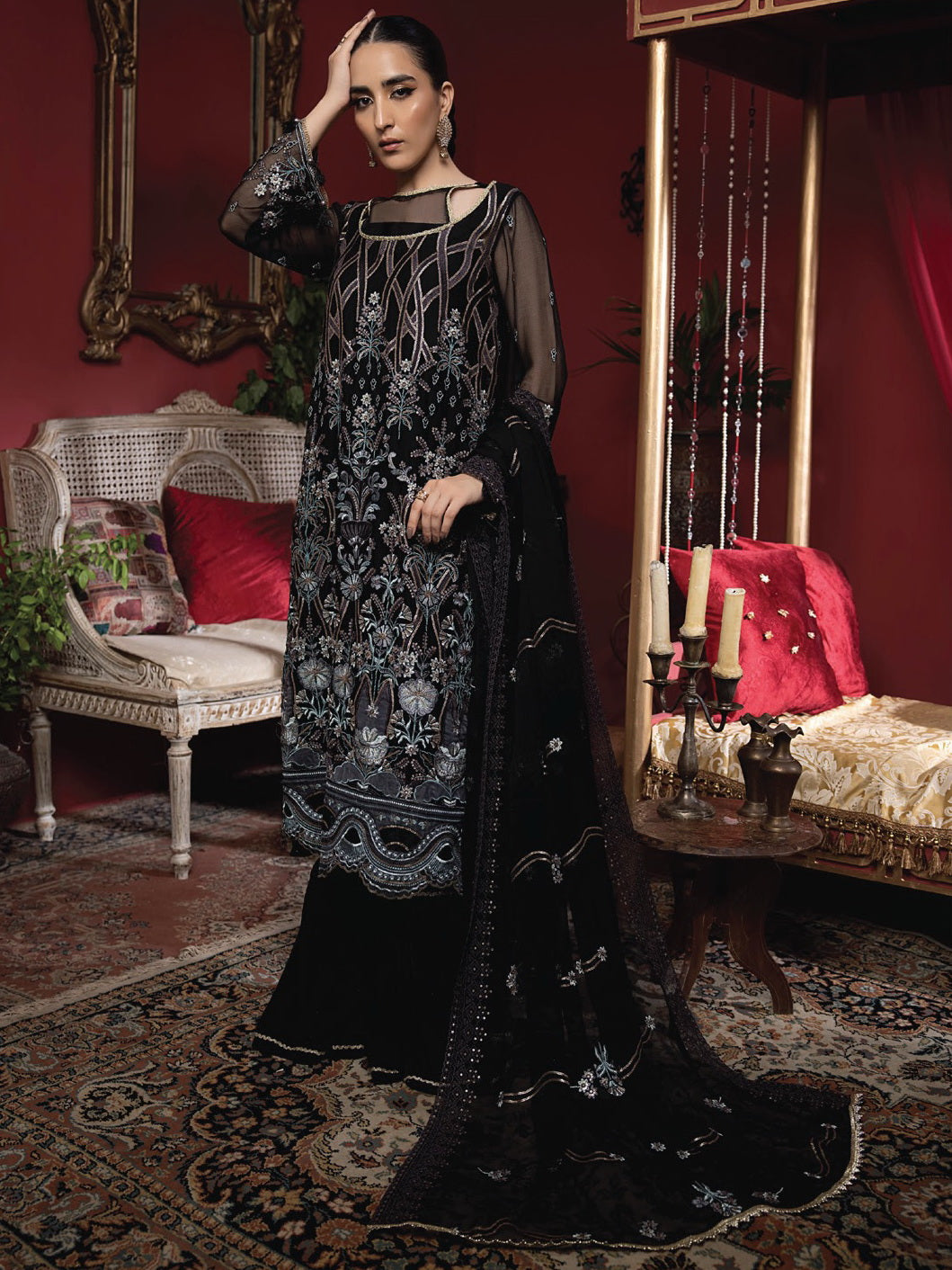 Humdum Collection Heer by Humdum Embroidered Chiffon Unstitched 3PC Suit HR-01