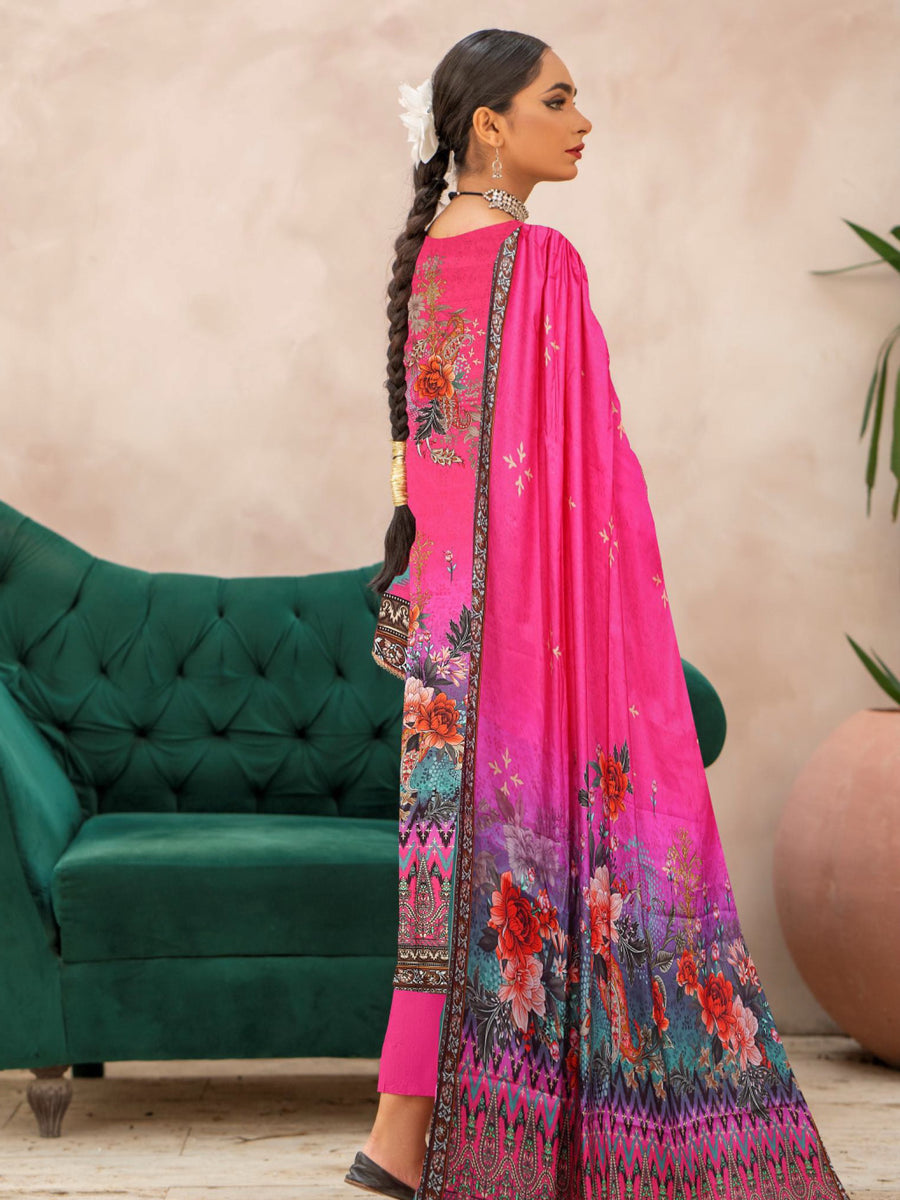 Rashk e Qamar Digital Printed Unique Linen Unstitched 3Pc Suit D-01