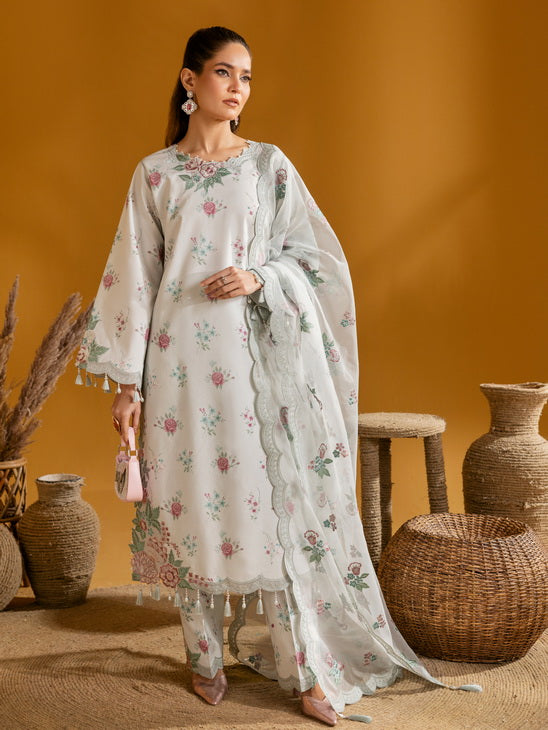 Maahi by Alizeh Fashion Embroidered Lawn Unstitched 3Pc Suit D-01 IVY