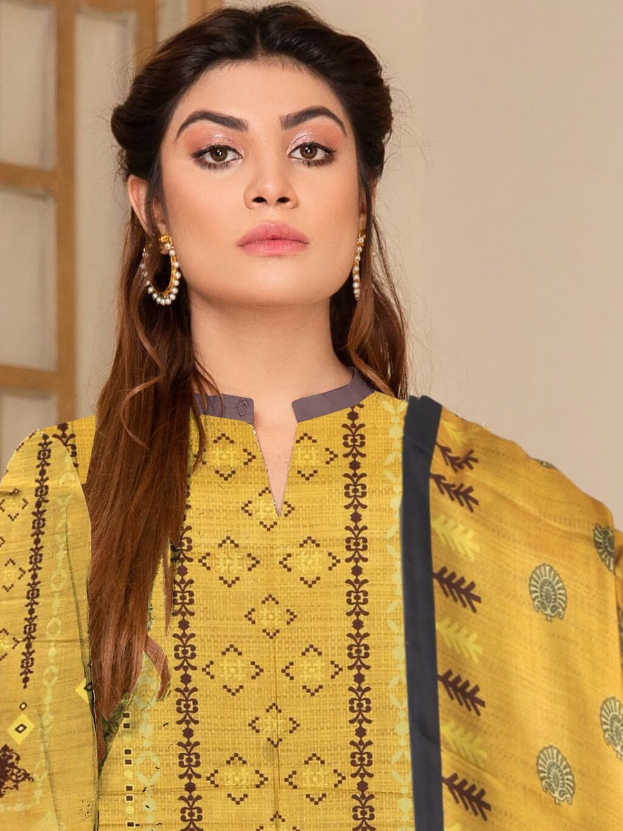 Rashk e Qamar Digital Printed Linen Unstitched 3Pc Suit D-01