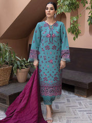 Rang Rasiya Carnation Embroidered Karandi 3Pc Suit D-01 NURAY