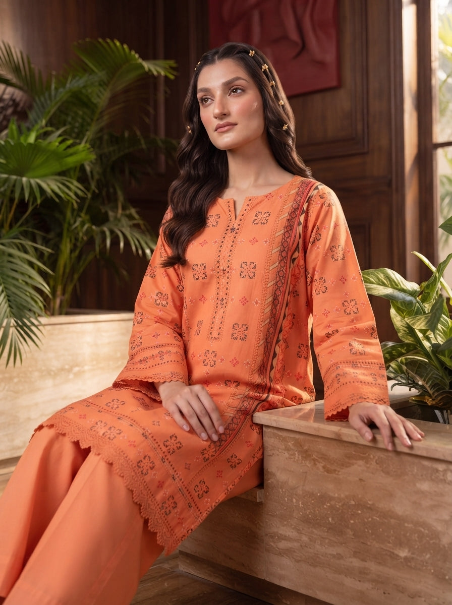 Pashm by Fiza Noor Premium Printed Leather Linen Unstitched 3Pc Suit D-01