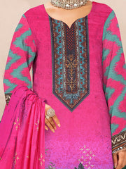 Rashk e Qamar Digital Printed Unique Linen Unstitched 3Pc Suit D-01