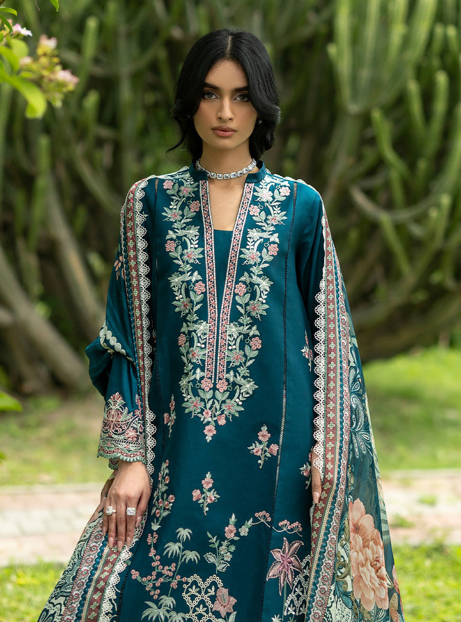 Zainab Chottani Luxe Lawn Unstitched Embroidered 3Pc Suit D-01 Faye