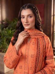 Pashm by Fiza Noor Premium Printed Leather Linen Unstitched 3Pc Suit D-01