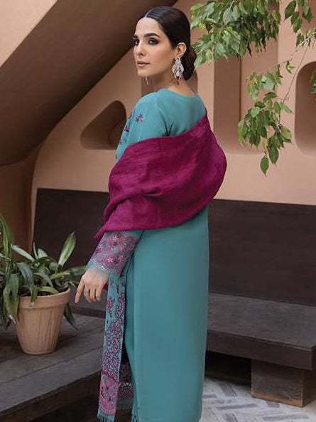 Rang Rasiya Carnation Embroidered Karandi 3Pc Suit D-01 NURAY