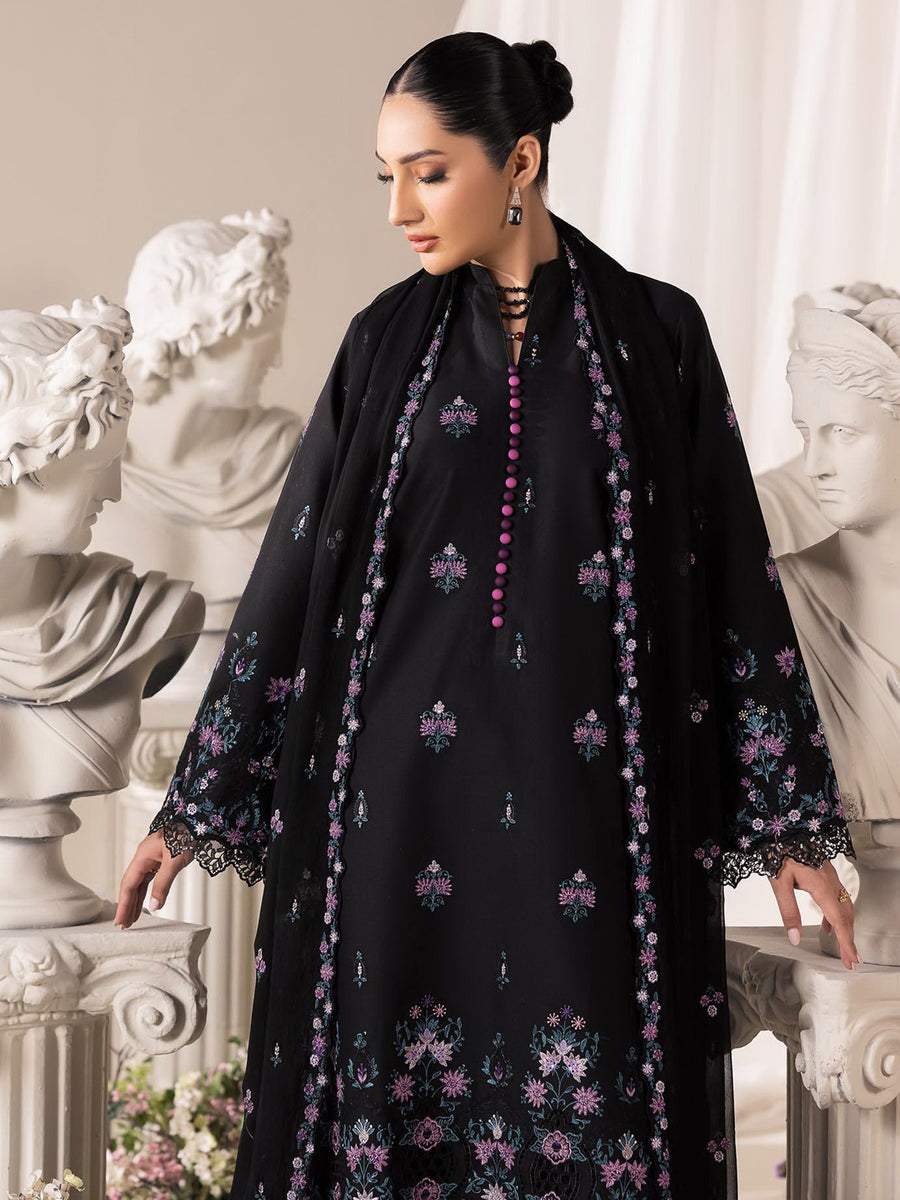 RajBari Premium Embroidered Lawn Unstitched 3Pc Suit D-01