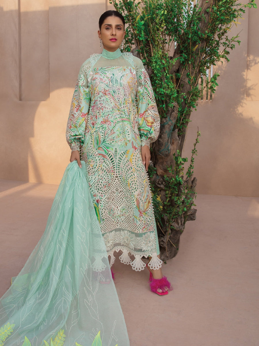 Rang Rasiya Premium Embroidered Lawn Unstitched 3Pc Suit D-01 MOONSTONE