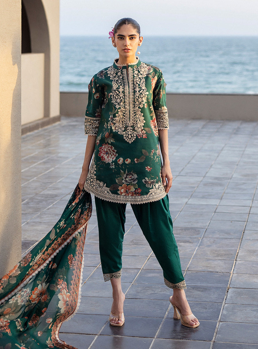 Zainab Chottani Tahra Embroidered Lawn Unstitched 3Pc Suit D-01 VELINA