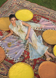 Saira Shakira Bloom Embroidered Lawn Unstitched 3Pc Suit D-01A AVA