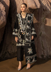 Saira Shakira Embroidered Lawn Unstitched 3Pc Suit D-01A Lolita - Onyx
