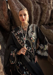 Saira Shakira Embroidered Lawn Unstitched 3Pc Suit D-01A Lolita - Onyx