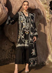 Saira Shakira Embroidered Lawn Unstitched 3Pc Suit D-01A Lolita - Onyx