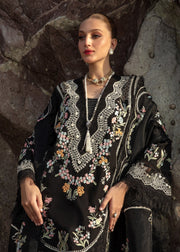 Saira Shakira Embroidered Lawn Unstitched 3Pc Suit D-01A Lolita - Onyx