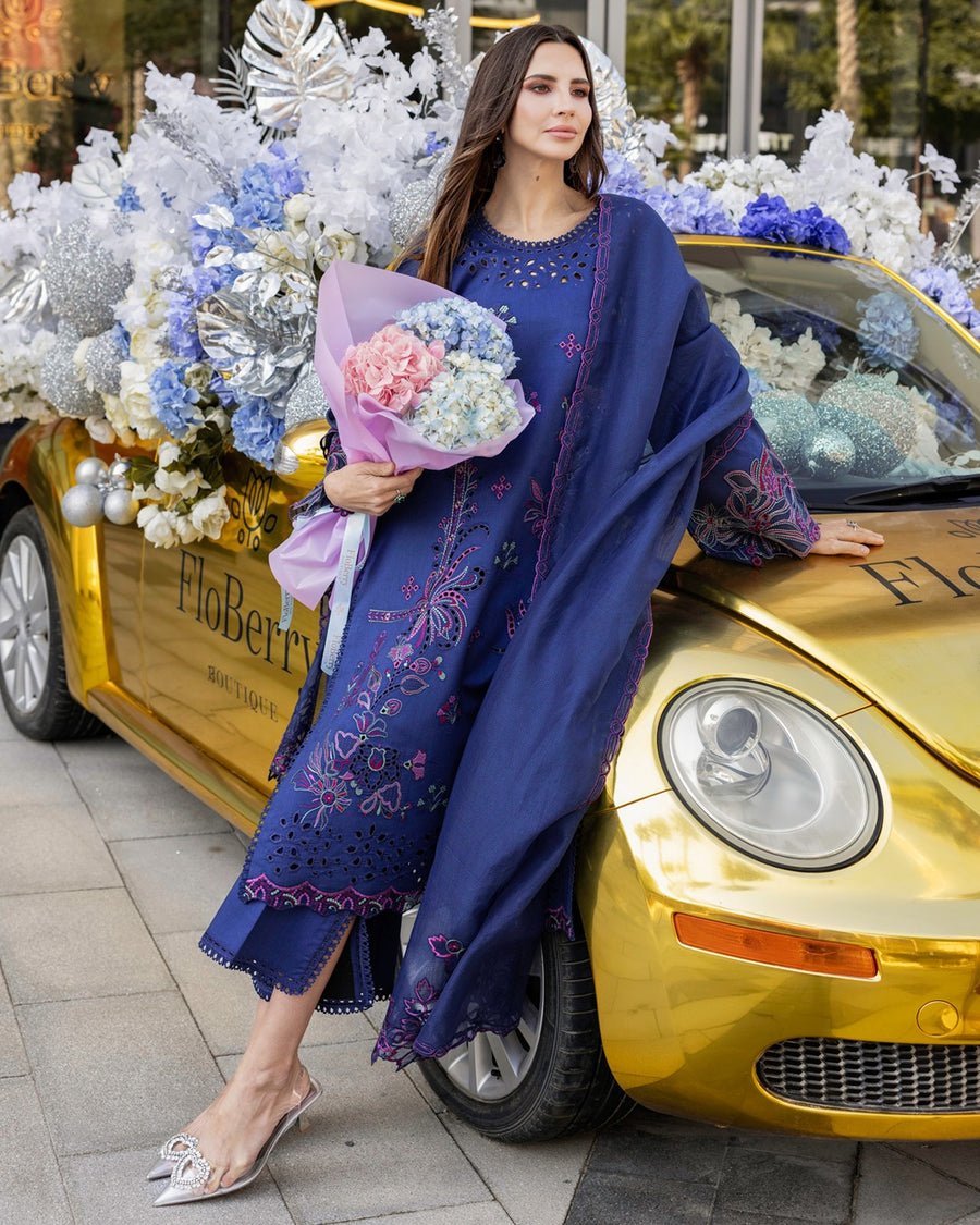 Rang Rasiya Carnation Embroidered Lawn Unstitched 3Pc Suit D-01 AQUA