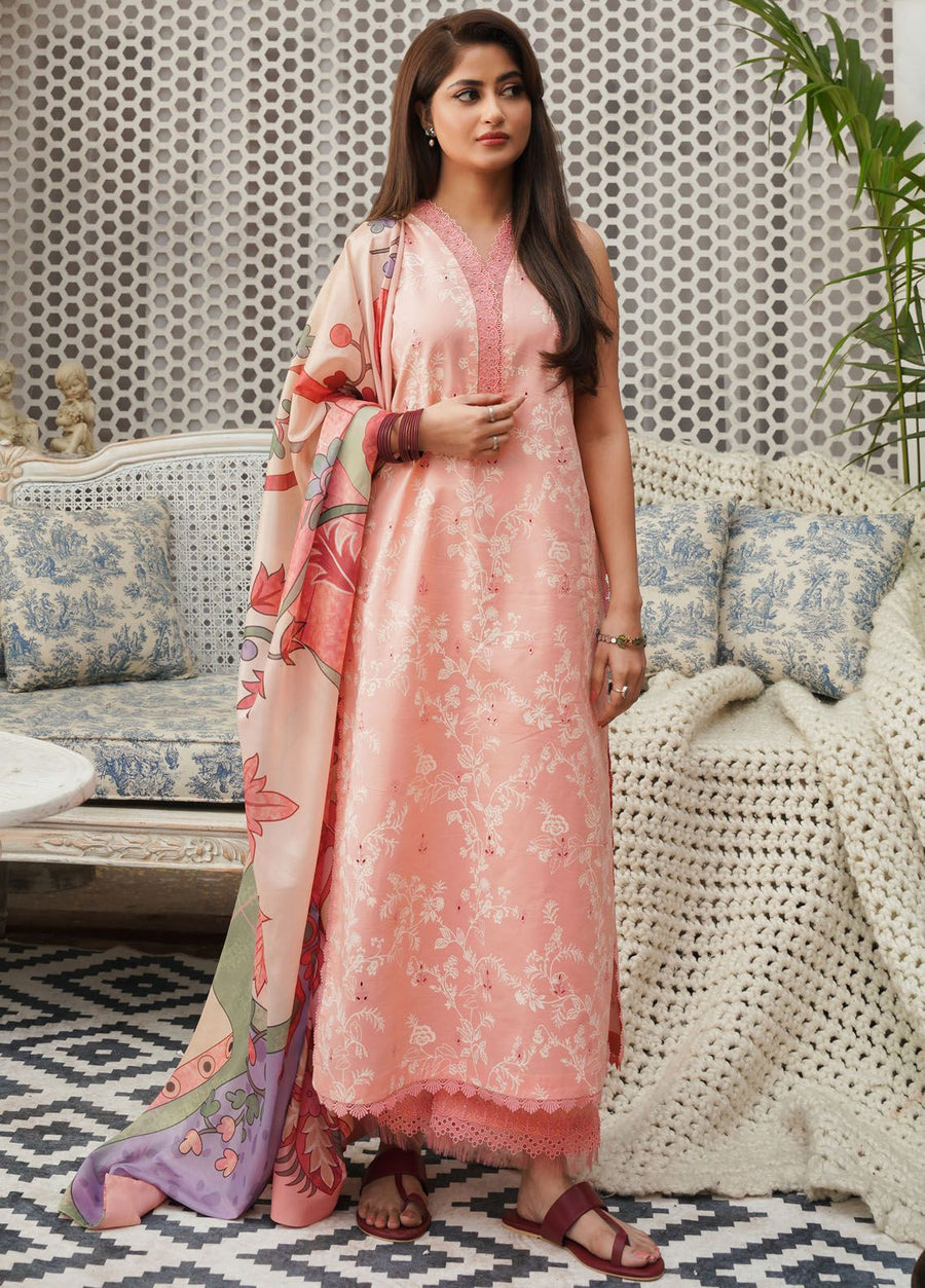 Seran Afsanah Embroidered Lawn Unstitched 3Pc Suit D-01 ELNAZ