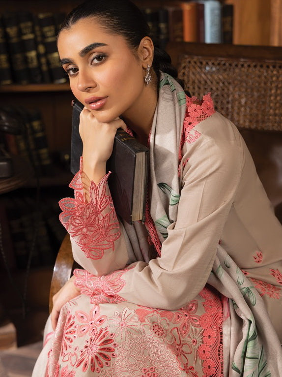 Rang Rasiya Carnation Embroidered Khaddar Unstitched 3Pc Suit D-01