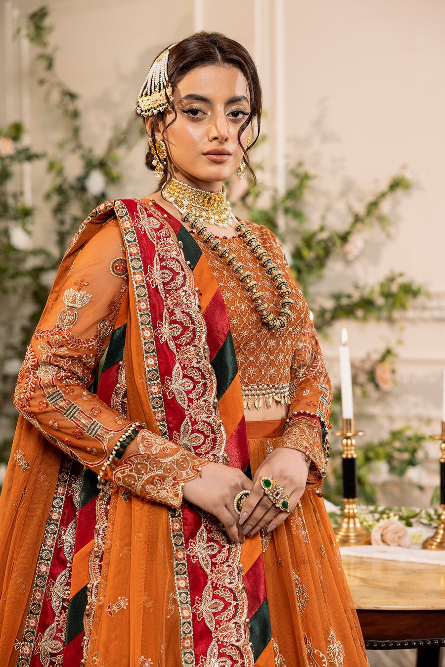 House of Nawab Azalea Embroidered Net Unstitched 3Pc Suit D-01 MAHI