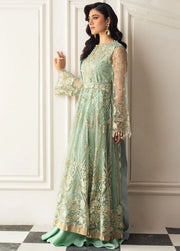 Hemline by Mushq Embroidered Net Unstitched 3Pc Suit D-01 Pistachio