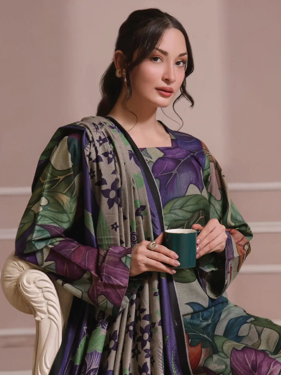 Feathers Dastak Unstitched Digital Printed Dhanak 3Pc Suit - RAVISH