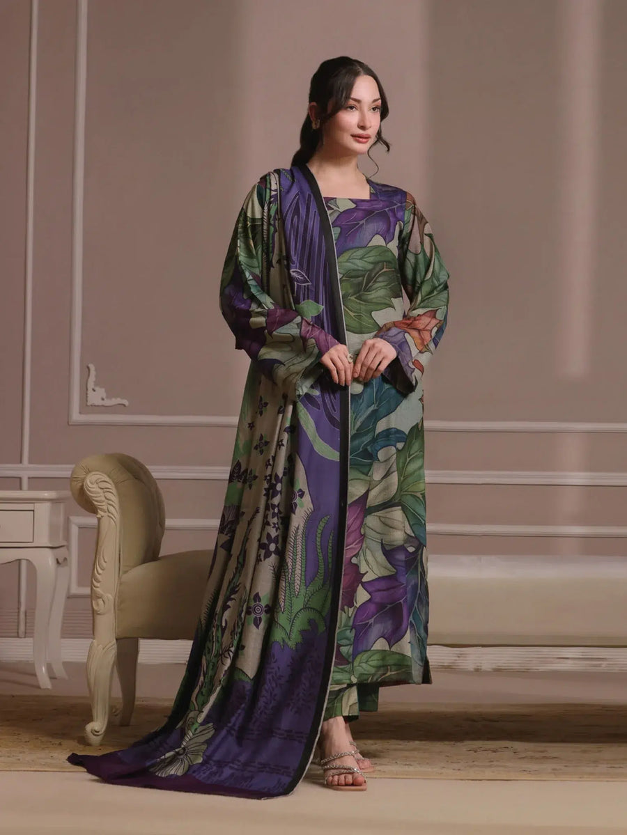 Feathers Dastak Unstitched Digital Printed Dhanak 3Pc Suit - RAVISH
