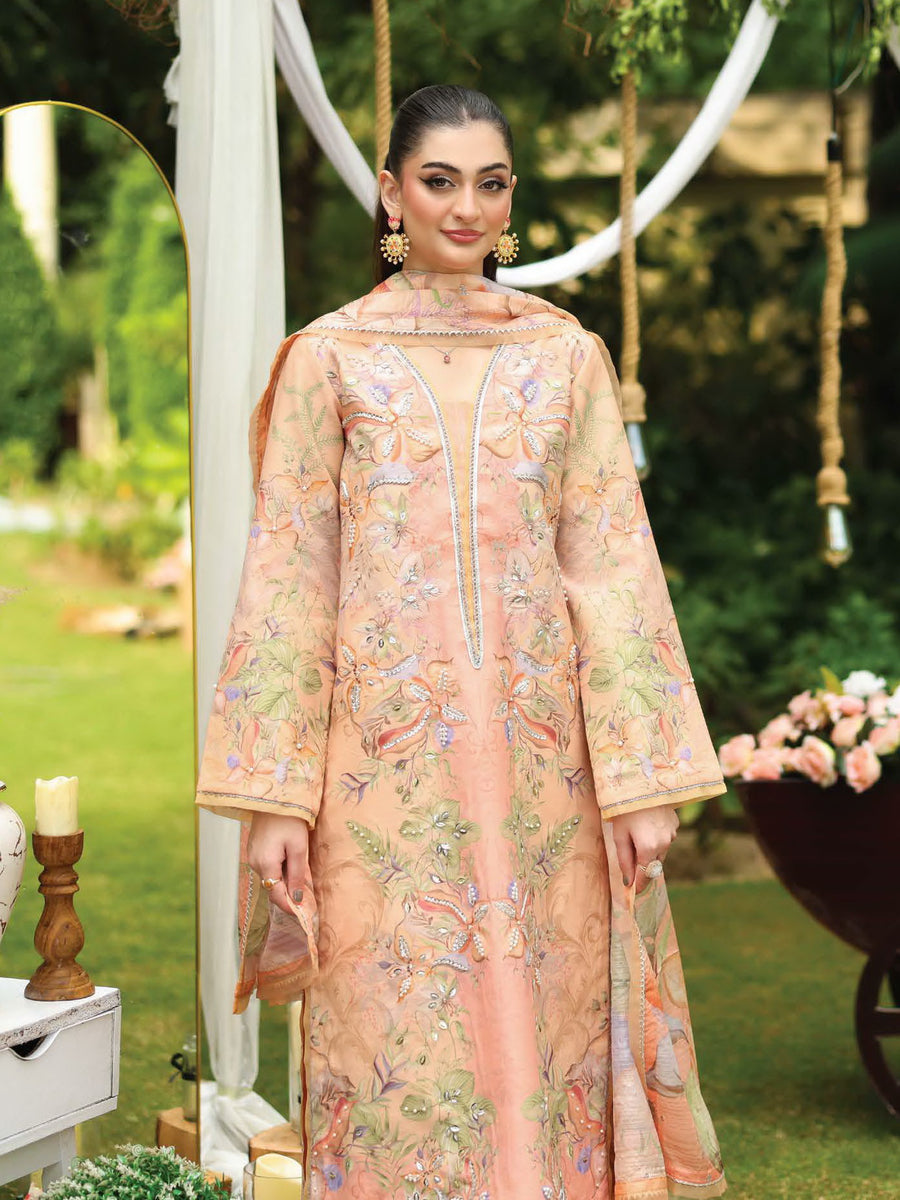 Rang Rasiya Luxury Silk Unstitched Embroidered 3Pc Suit D-05 Soha