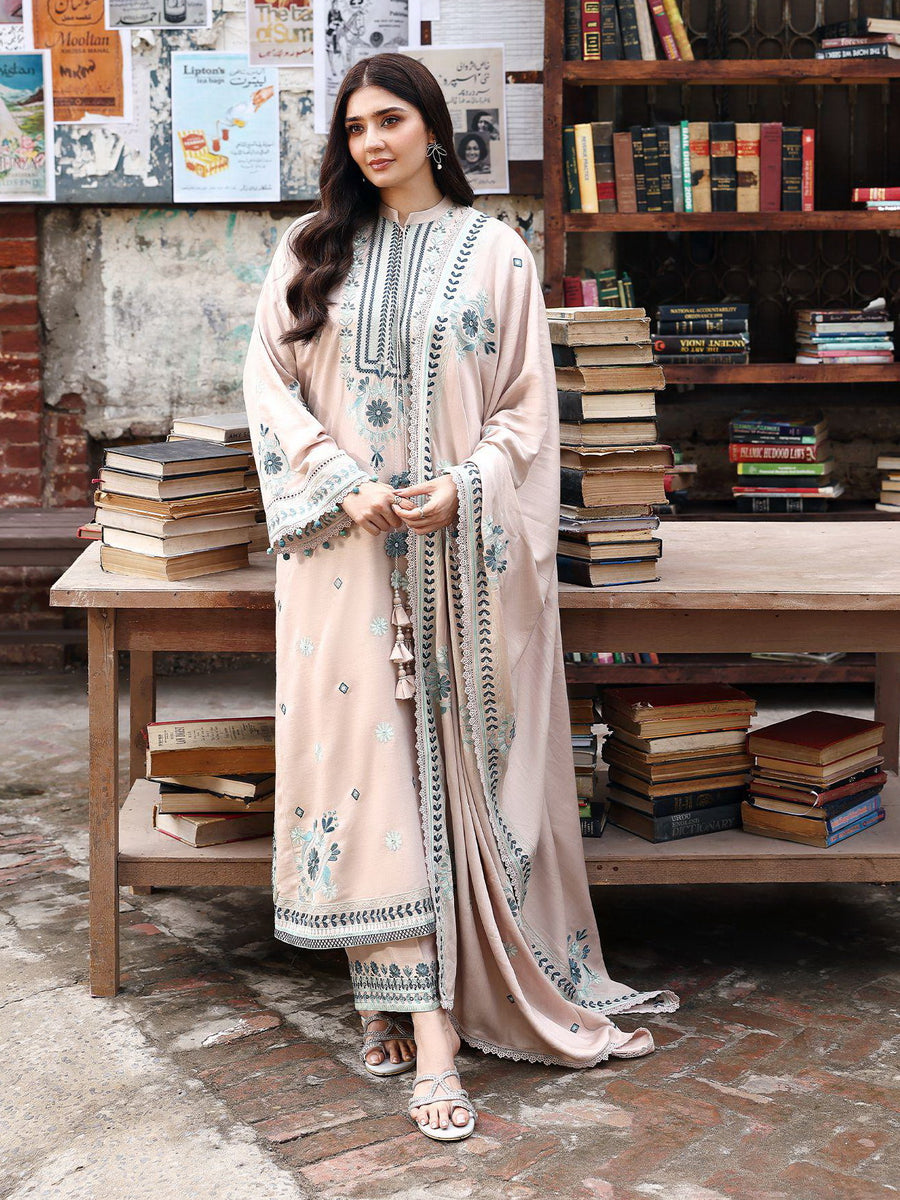 Cross Stitch Embroidered Marina Unstitched 3Pc Suit D-01 Subtle Maze