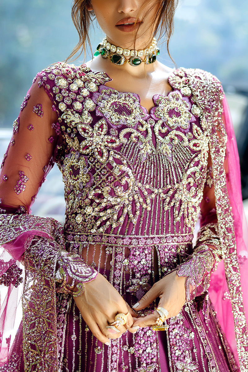 Mushq Stardust Embroidered Net Unstitched 3Pc Suit D-03 Starstruck Elegance