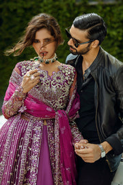 Mushq Stardust Embroidered Net Unstitched 3Pc Suit D-03 Starstruck Elegance