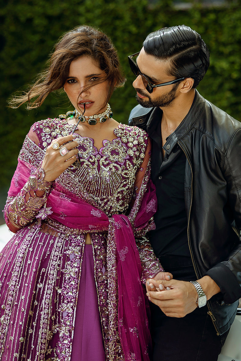 Mushq Stardust Embroidered Net Unstitched 3Pc Suit D-03 Starstruck Elegance