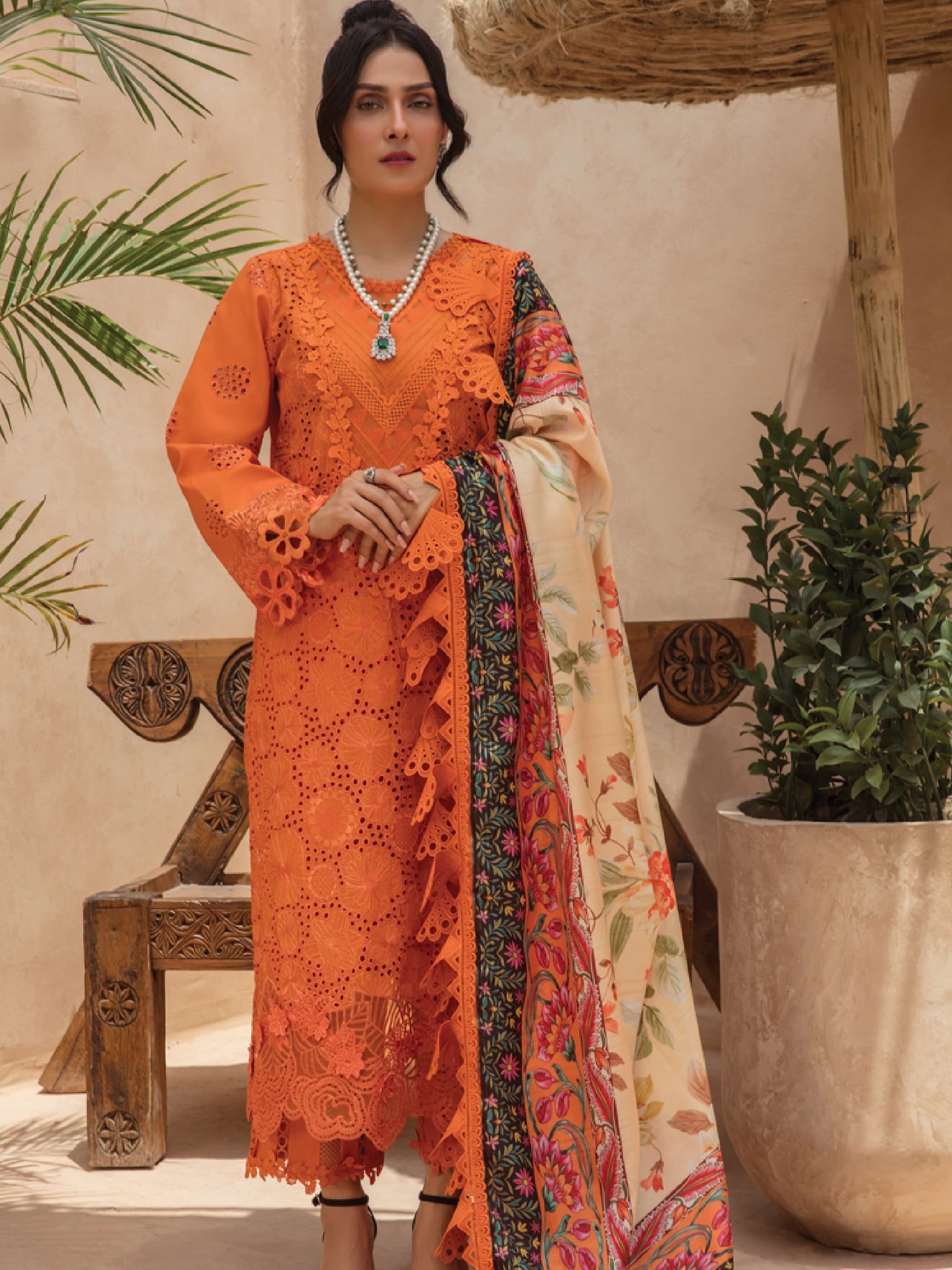 Rang Rasiya Premium Embroidered Lawn Unstitched 3Pc Suit D-02 MADEIRA