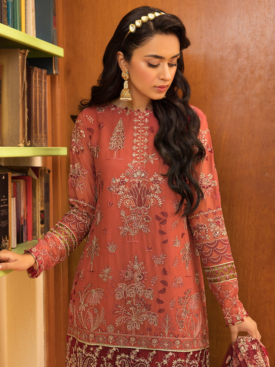 LaMode by Xenia Formals Unstitched Chiffon 3Pc Suit D-02 MARIE