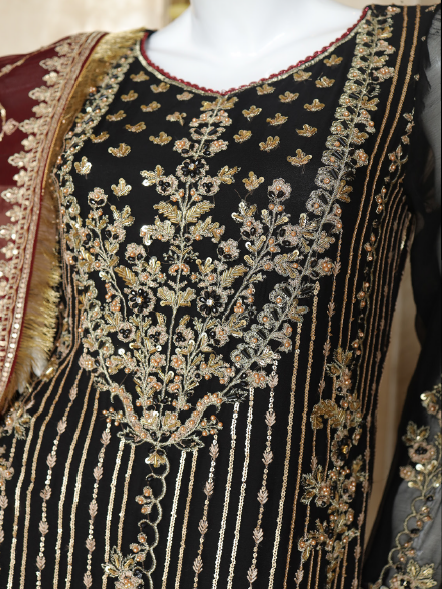 Malika Shahnaz Embroidered Net Suits Unstitched 4 Piece MLS23UF D-01 - Festive Collection main image 0