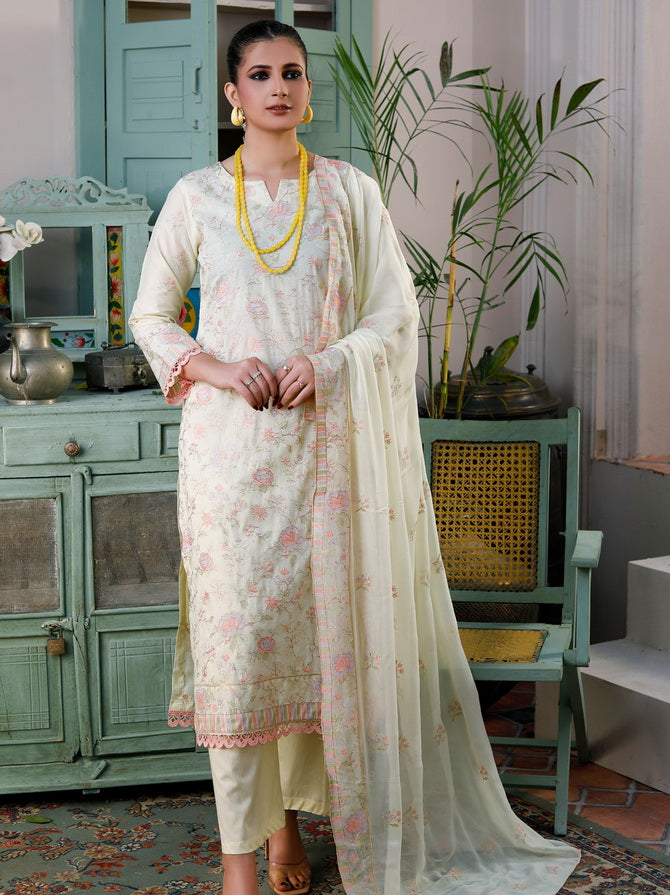 Manizay Saqafat Premium Embroidered Lawn Unstitched 3Pc Suit D-02