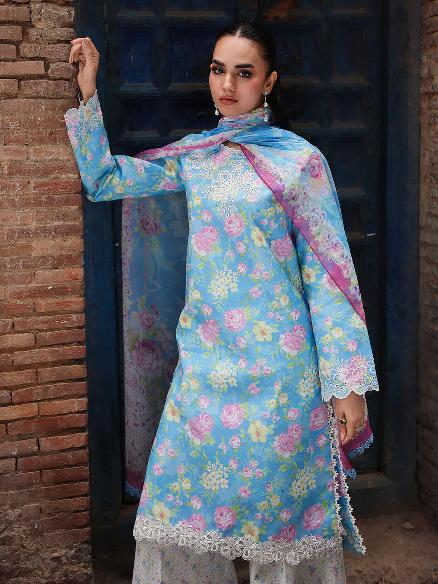 RajBari Nissa Floral Symphony Embroidered Lawn Unstitched 3Pc Suit D-02
