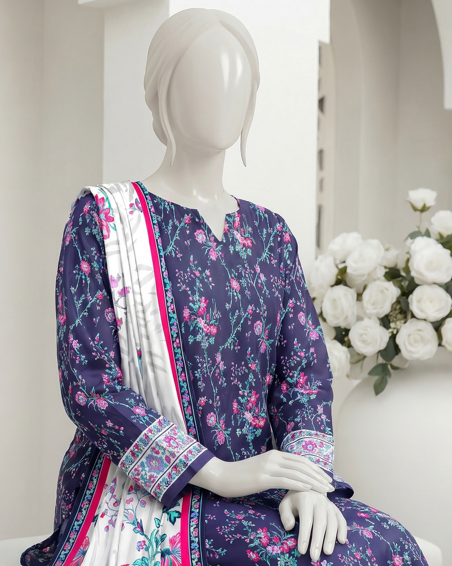 Ittehad Essential Vol-03 Unstitched Printed Lawn 3Pc Suit D-02