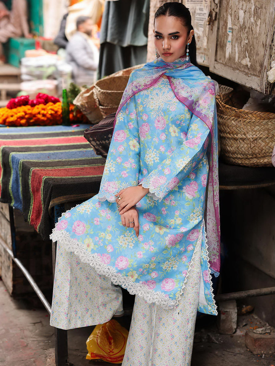 RajBari Nissa Floral Symphony Embroidered Lawn Unstitched 3Pc Suit D-02