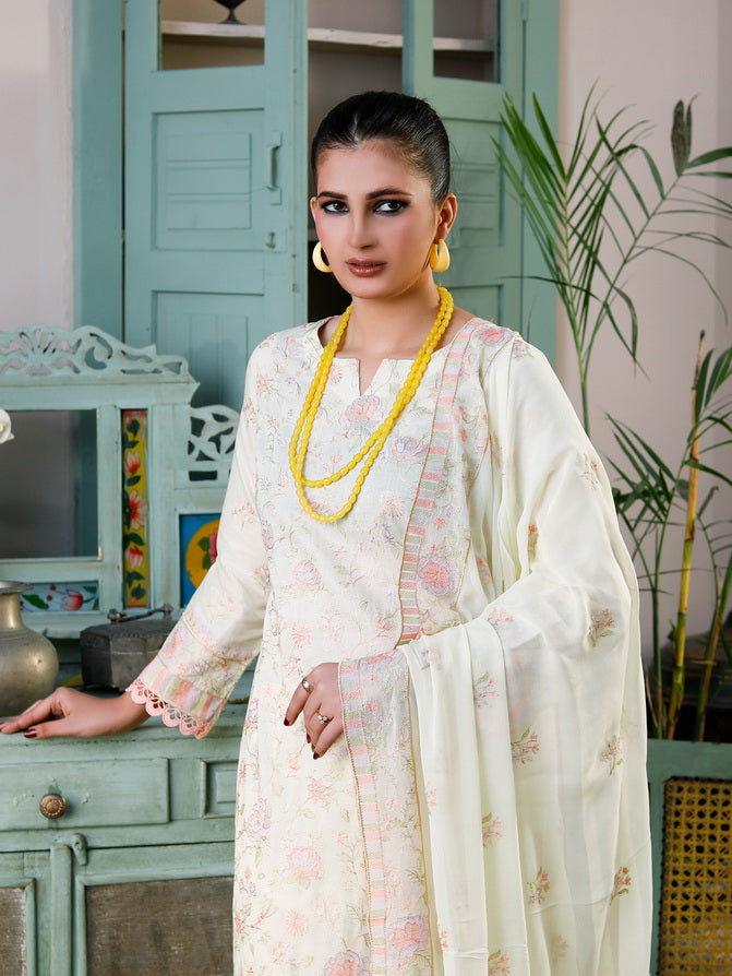 Manizay Saqafat Premium Embroidered Lawn Unstitched 3Pc Suit D-02
