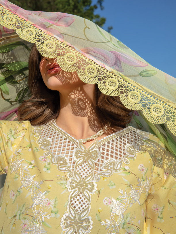 Rang Rasiya Carnation Embroidered Lawn Unstitched 3Pc Suit D-02 Raya