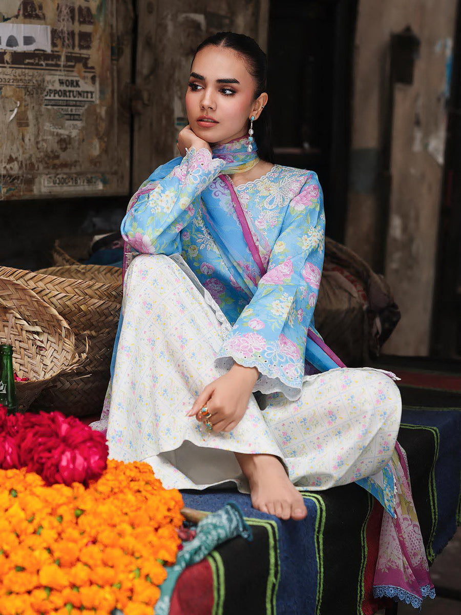 RajBari Nissa Floral Symphony Embroidered Lawn Unstitched 3Pc Suit D-02
