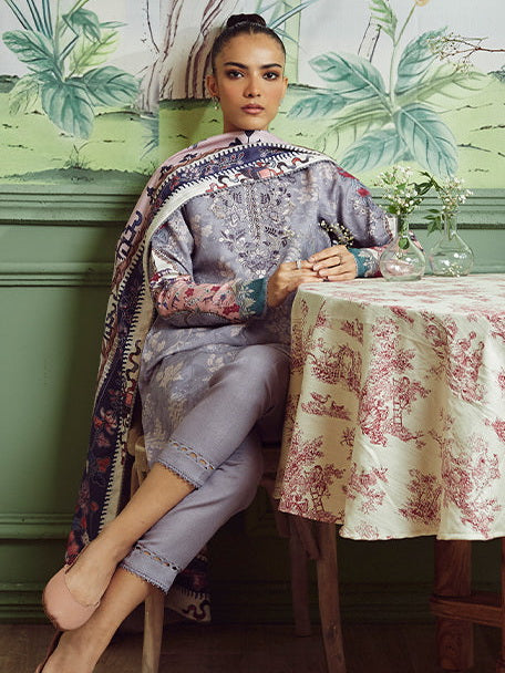 Bellini by Seran Embroidered Karandi Unstitched 3Pc Suit D-02 CHARLOTTE