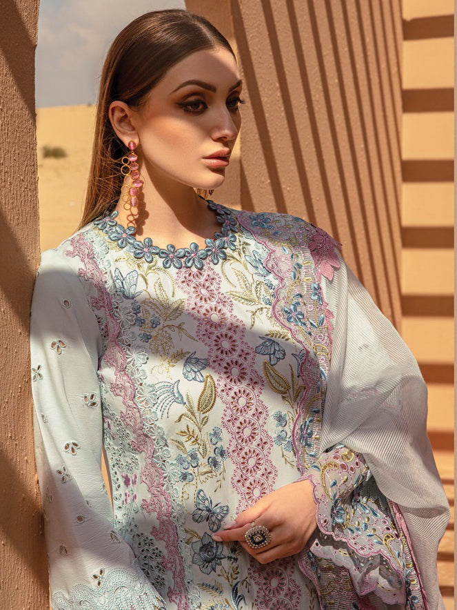Rang Rasiya Premium Embroidered Lawn Unstitched 3Pc Suit D-02 PARISA