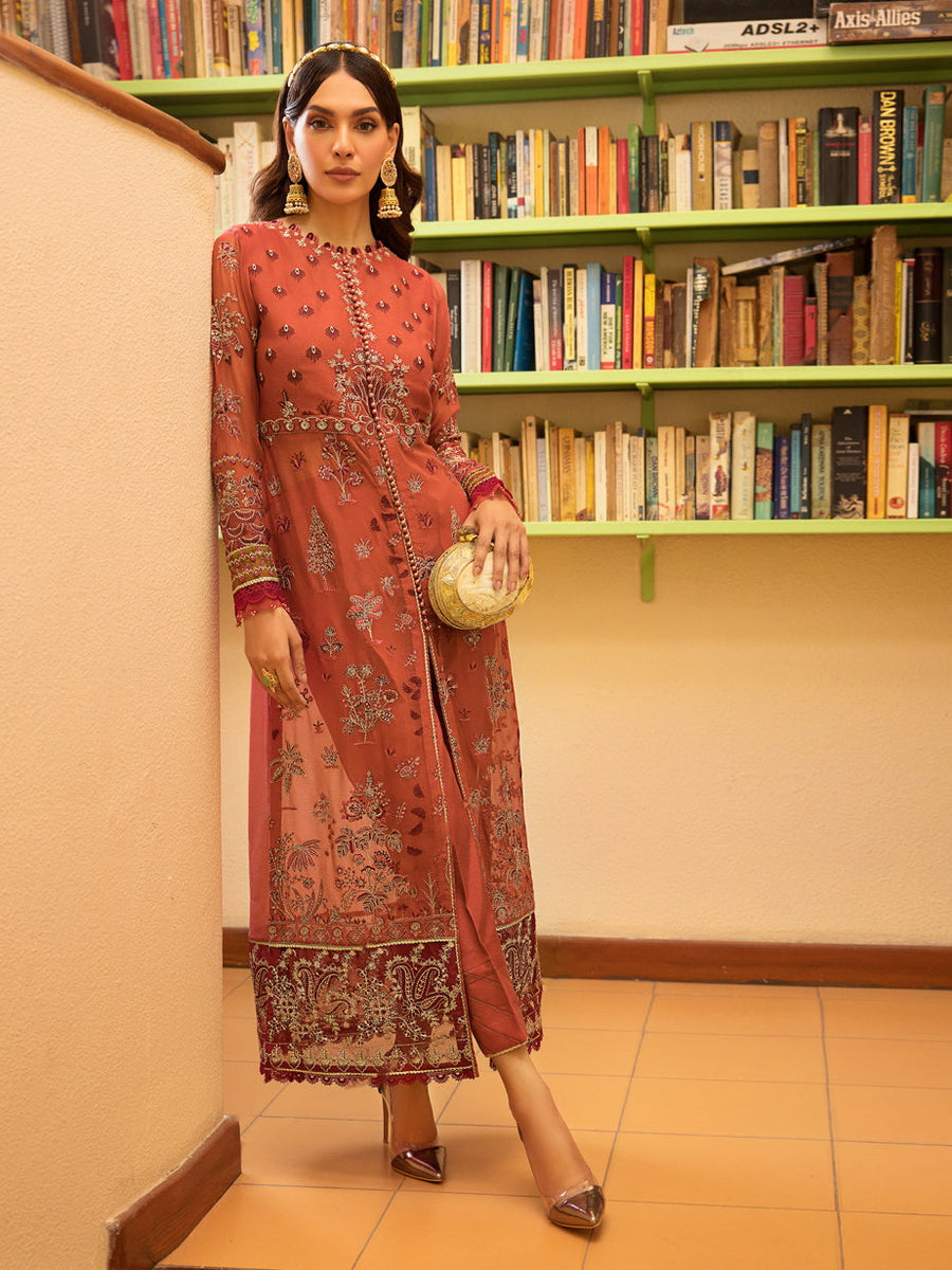 LaMode by Xenia Formals Unstitched Chiffon 3Pc Suit D-02 MARIE